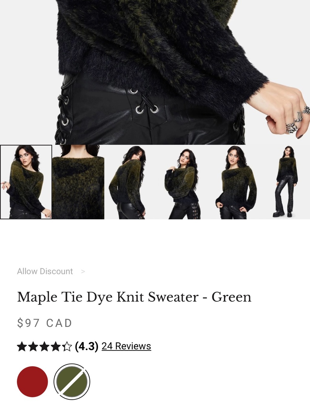 Disturbia Olive Black Ombre Fuzzy Crew Neck Sweater